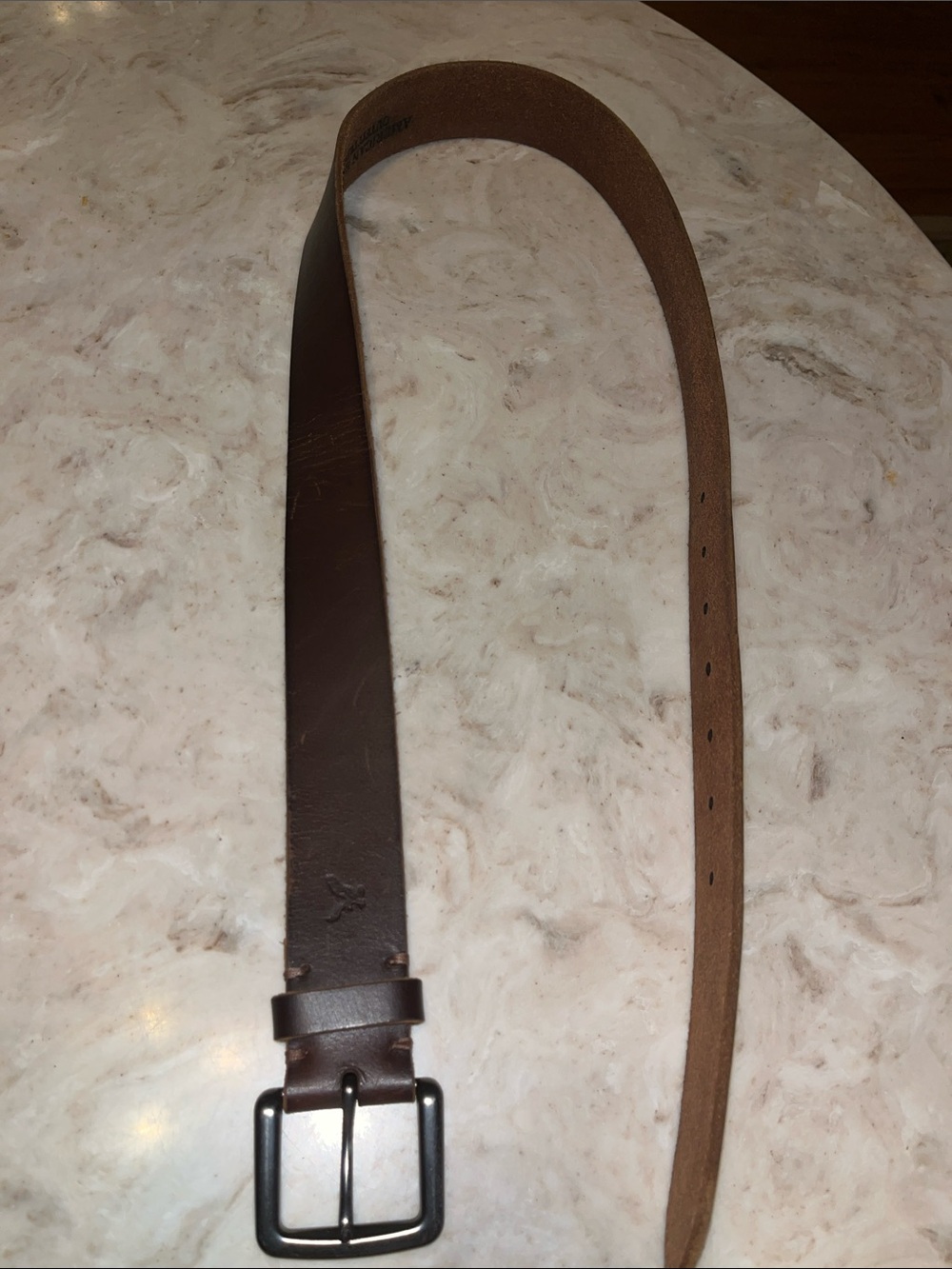 American Eagle Outfitters Brown Leather Belt with Dark Metal Buckle